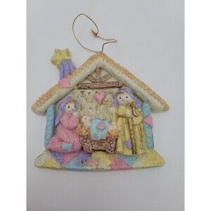 Baby's‎ First Christmas Nativity Christmas Ornament Pink Yellow